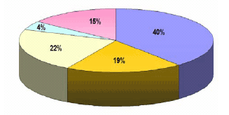 Less than 50: 40%, 50-99: 19%, 100-299: 22%, 300-499: 4%, 500 and above: 15%.