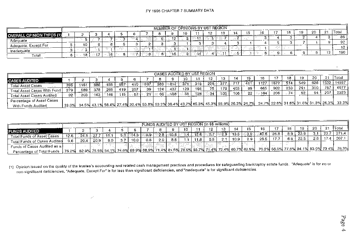 FY 1996 Summary of Chapter 7 Audit Results