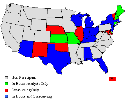 Figure 1: Program Summary; Methodologies proposed by the states for the analysis of no-suspect cases. Click on graphic for a text only version.