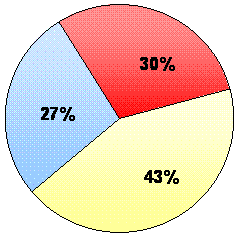 27% Class I warrants, 30% Class II warrants, 43% state/local warrants.