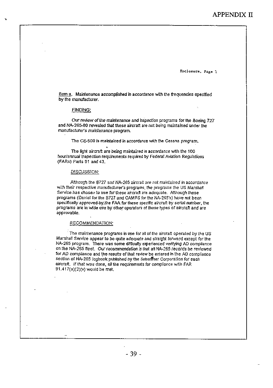 Federal Aviation Administration Results of Airworthiness Checks