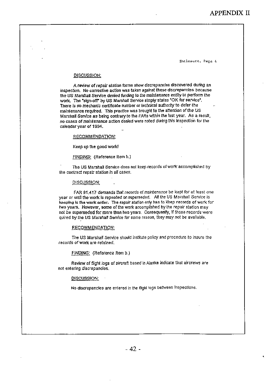 Federal Aviation Administration Results of Airworthiness Checks