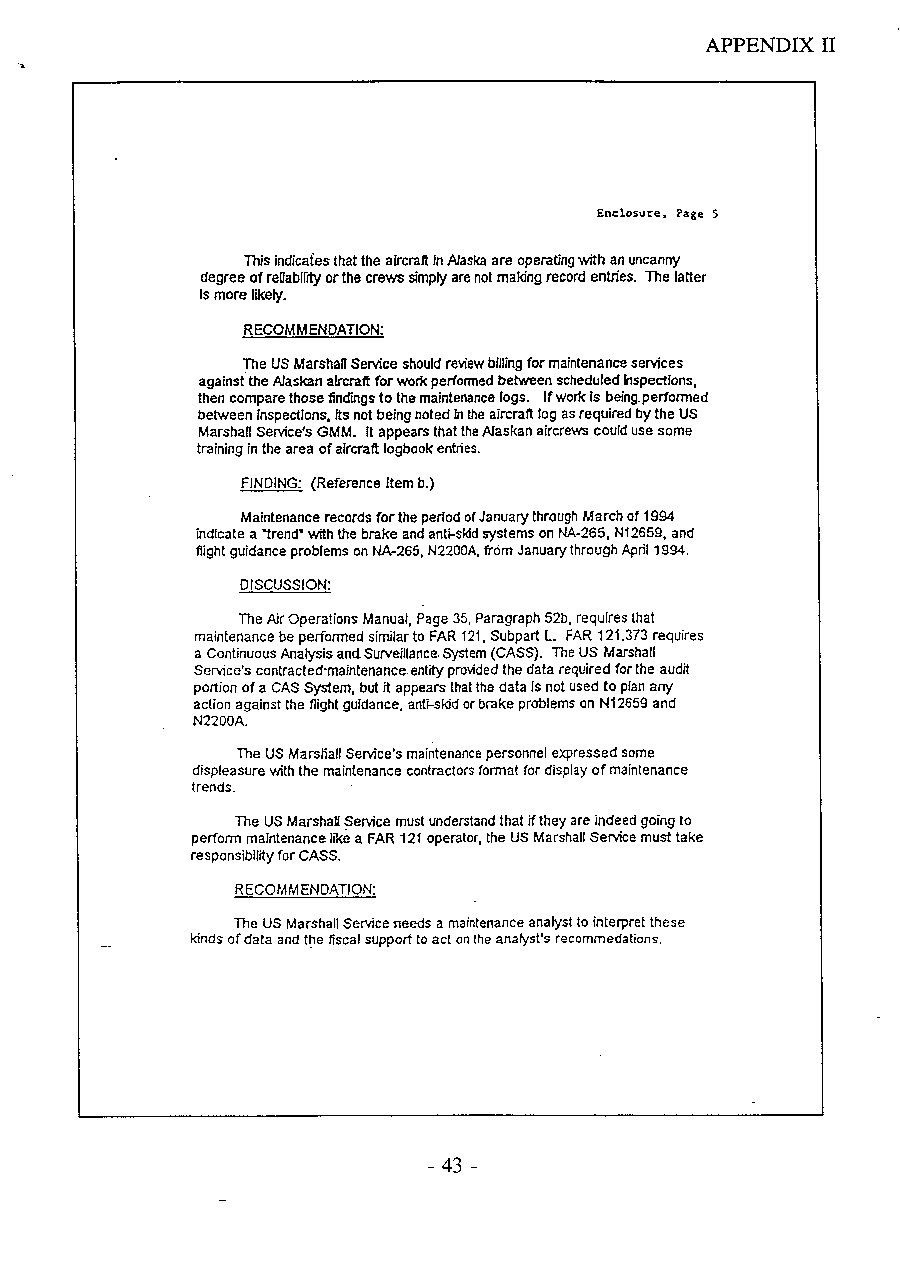 Federal Aviation Administration Results of Airworthiness Checks