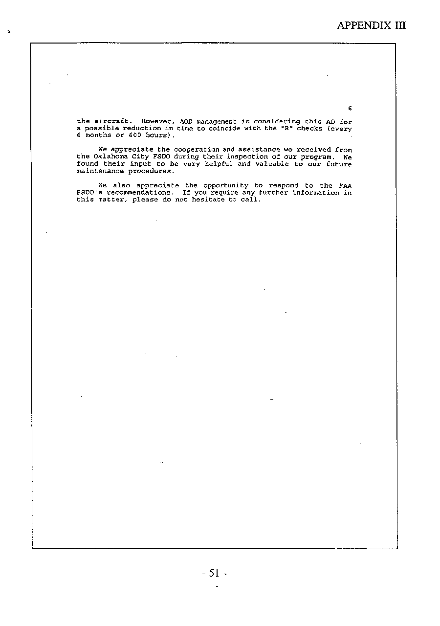 USMS Comments on the Federal Aviation Administration Results of Airworthiness Checks