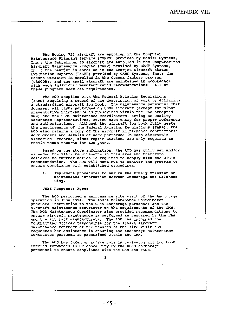 USMS Comments on the Audit Recommendations