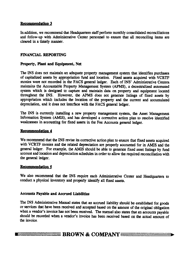 Independent Auditor's Reports on the Immigration and Naturalization Service Component