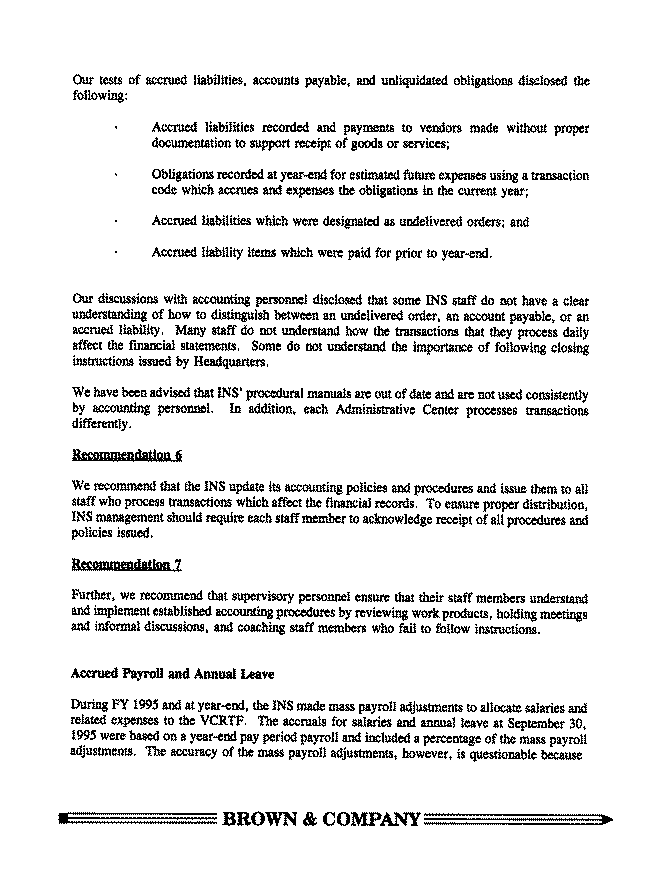 Independent Auditor's Reports on the Immigration and Naturalization Service Component