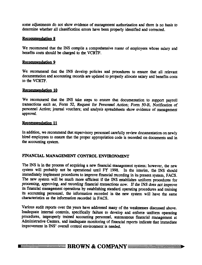 Independent Auditor's Reports on the Immigration and Naturalization Service Component