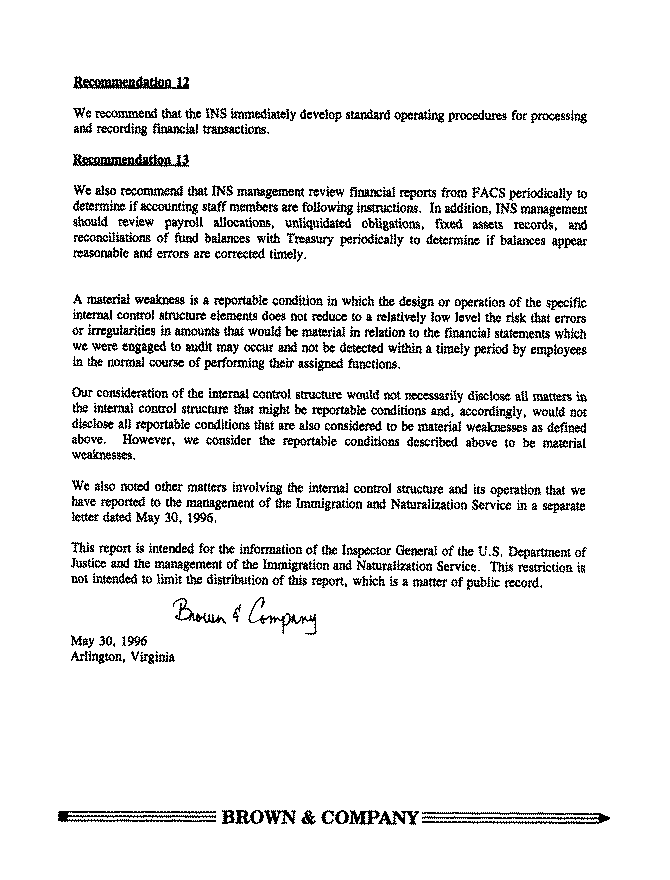 Independent Auditor's Reports on the Immigration and Naturalization Service Component