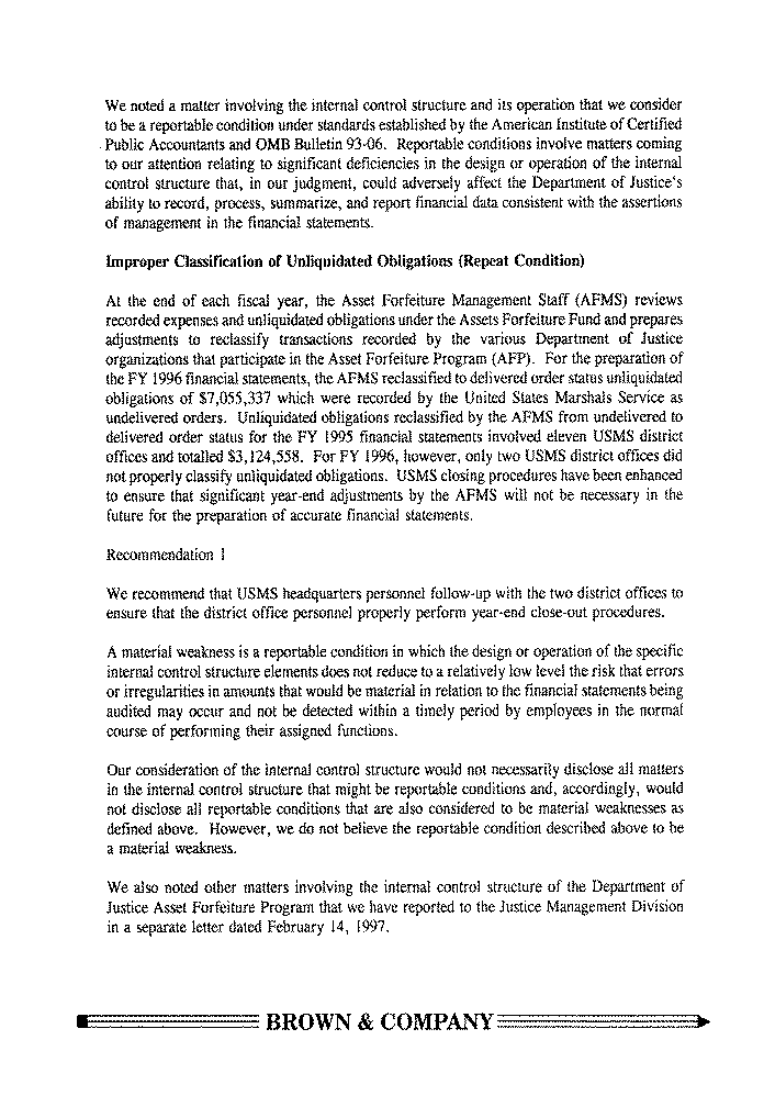 Independent Auditor's Report on Internal Control