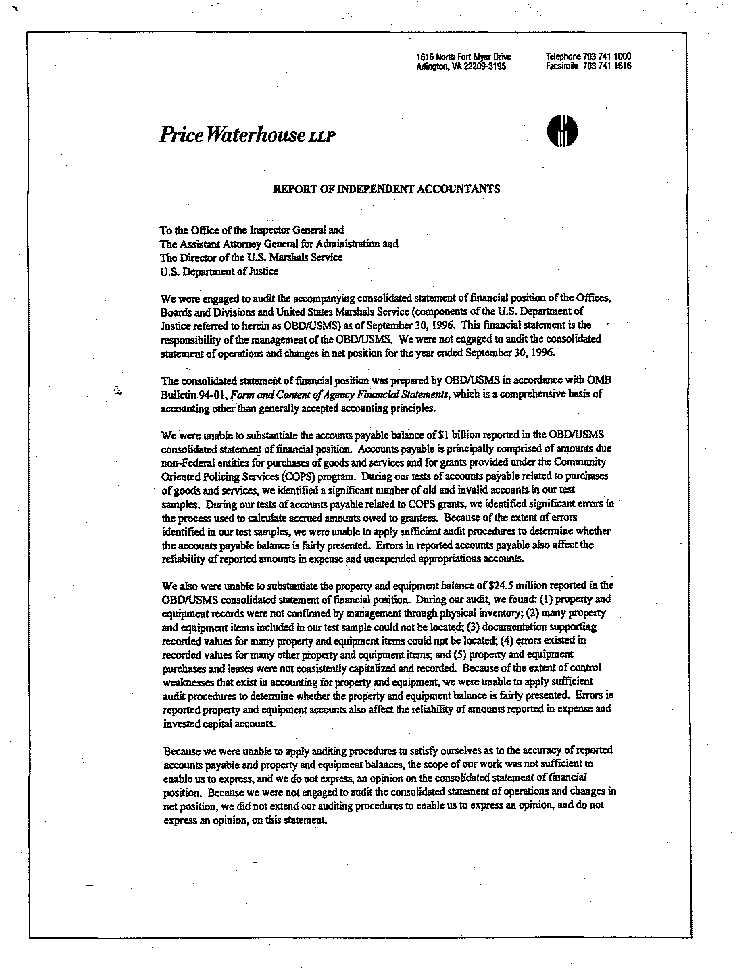 Report of Independent Accountants