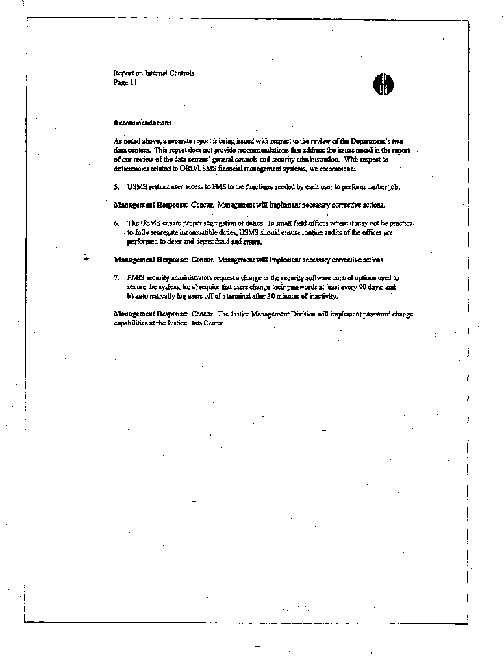 Report of Independent Accountants on Internal Controls
