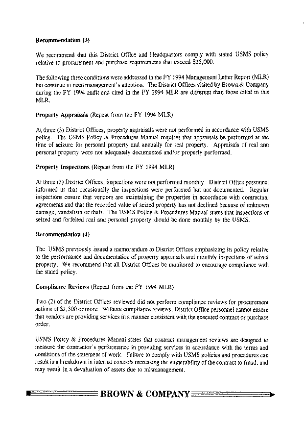 Report to Management, Property Appraisals, Property Inspections, Compliance Reviews