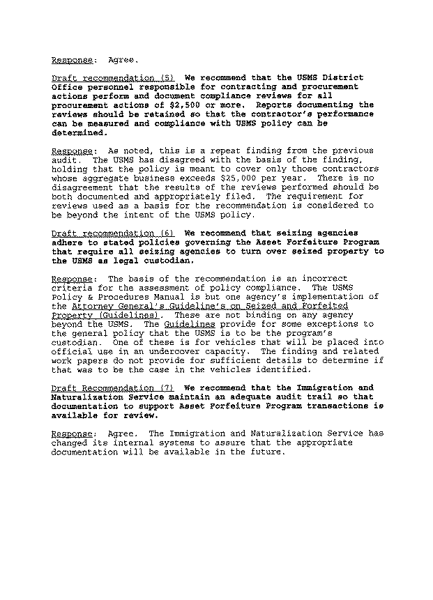 Justice Management Division's Response to the Draft Report dated October 7, 1997