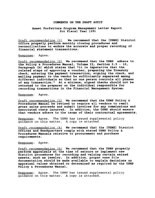 Management's Response to the Draft Report (continued)