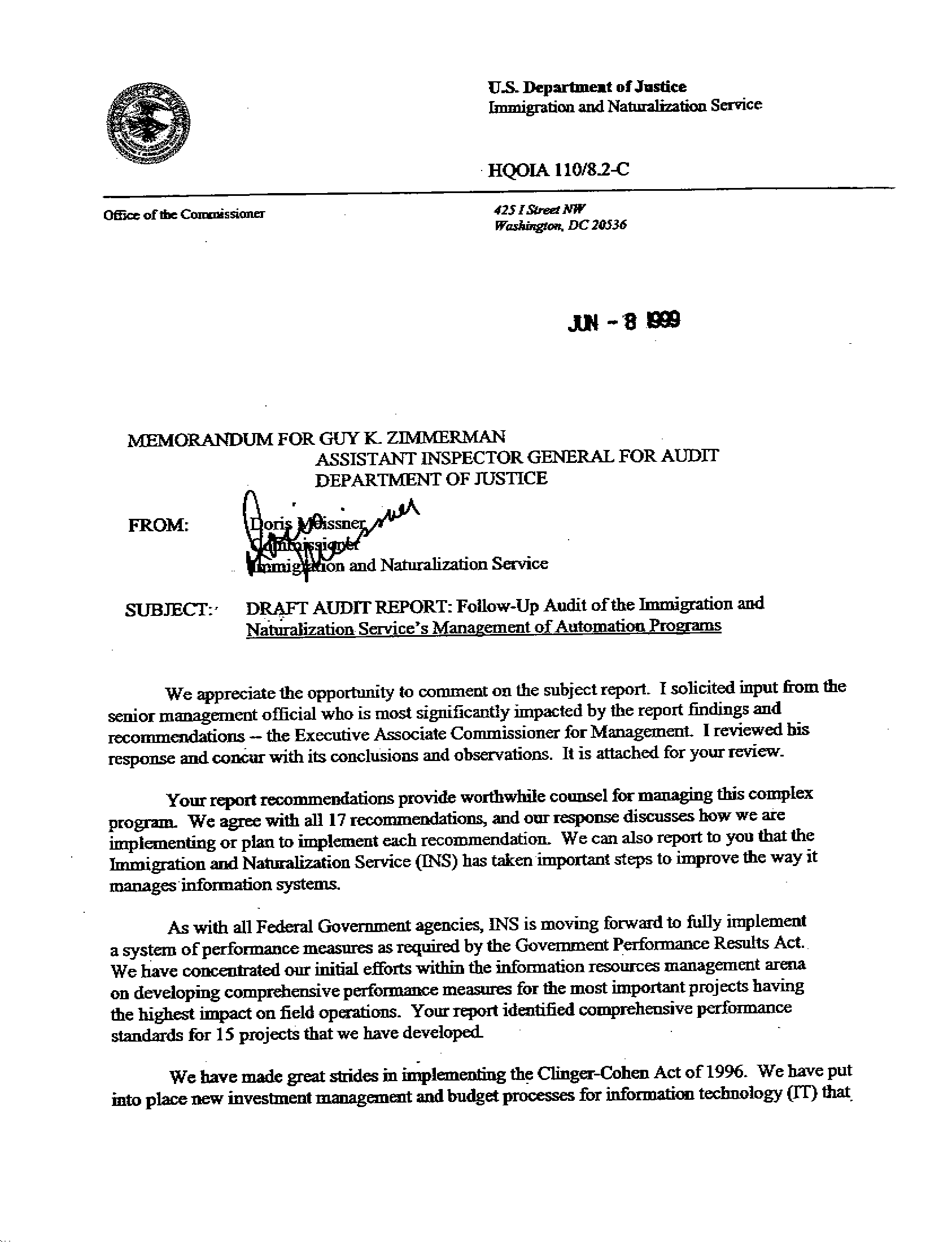 INS Reponse to the Draft Report
