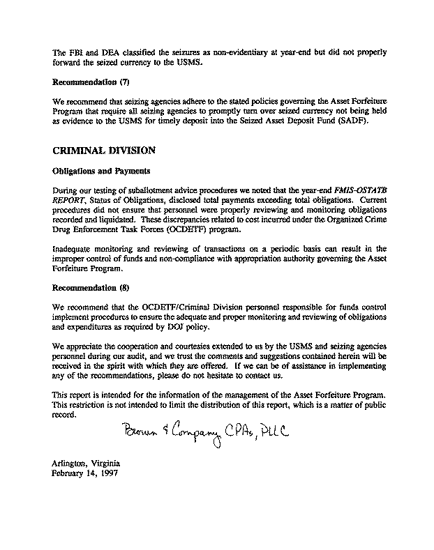 Report to Management (continued)