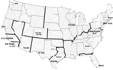 Map - Geographic Areas Covered by the Investigations Division