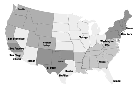 Geographic areas covered by the field offices