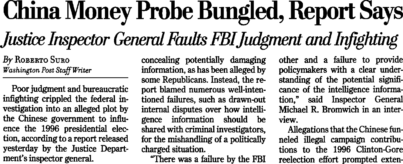 The Washington Post Article dtd Thursday, July 15, 1999