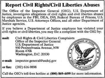 Example of a display advertisement for reporting civil rights/civil liberties abuses
