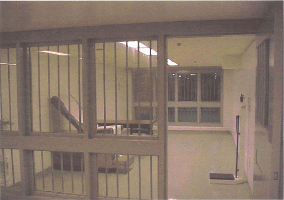 picture shows a multipurpose room on the ADMAX SHU range that is equipped for detainee medical examinations