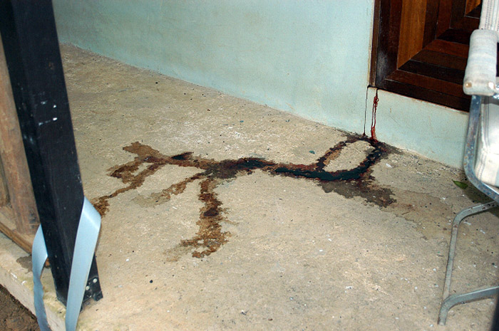 Figure 10 (Photo of Doorway Bloodstain Before the Body was Moved)